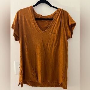 Madewell V-Neck Brown/Orange Top